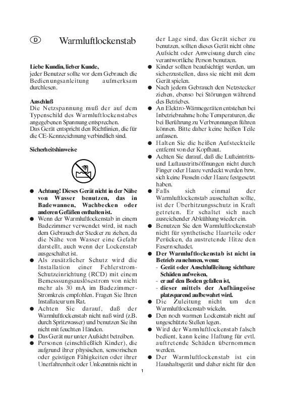 Mode d'emploi SEVERIN WARMLUFT-LOCKENSTAB COMPACT LINE 250 WL 6510