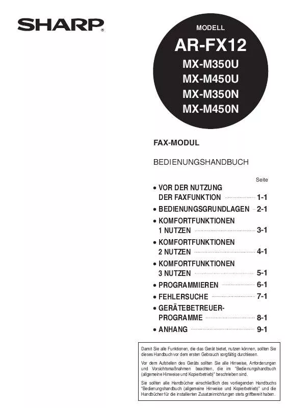 Mode d'emploi SHARP AR-FX12/MX-M350U/N/M450U/N