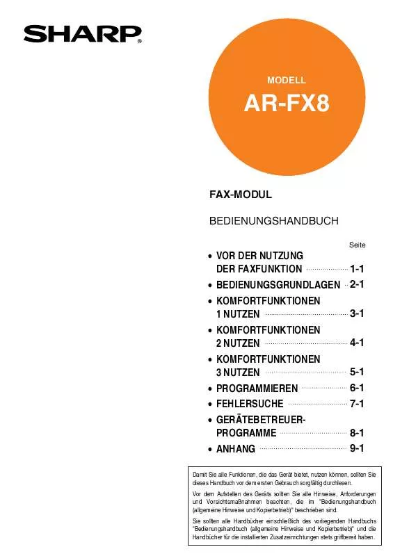 Mode d'emploi SHARP AR-FX8