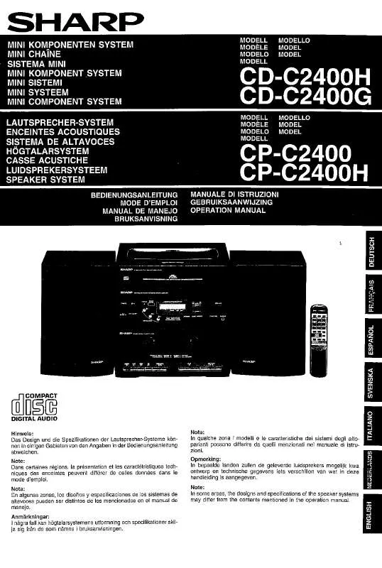 Mode d'emploi SHARP CD/CP-C2400H/R