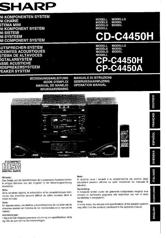 Mode d'emploi SHARP CD/CP-C4450H/A