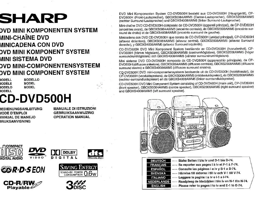 Mode d'emploi SHARP CD-DVD500H