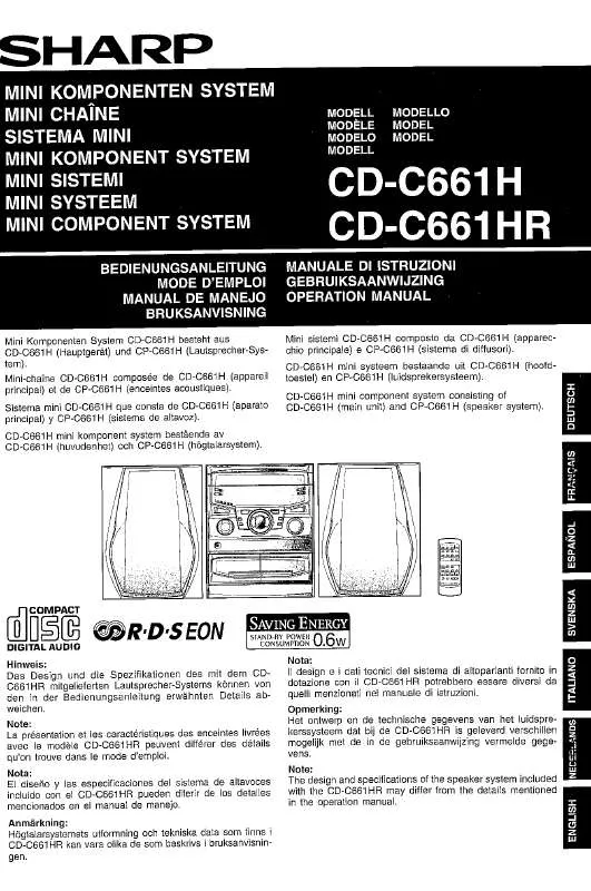 Mode d'emploi SHARP CD-C661HR