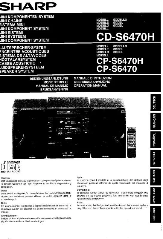 Mode d'emploi SHARP CD-S6470H