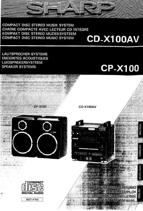 Mode d'emploi SHARP CD-X100AV