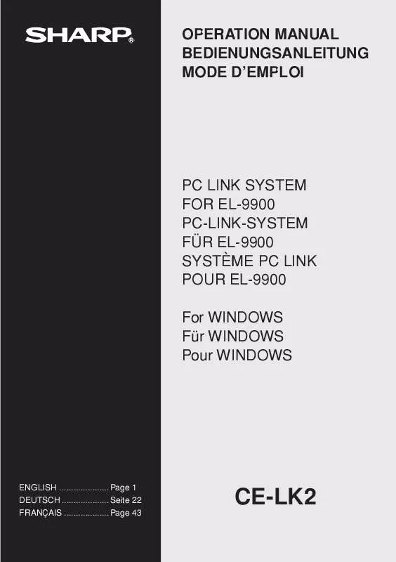 Mode d'emploi SHARP CE-LK2 PC LINK SYSTEM