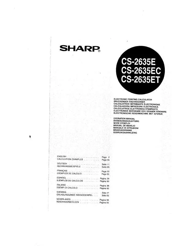 Mode d'emploi SHARP CS-2635E/EC/ET