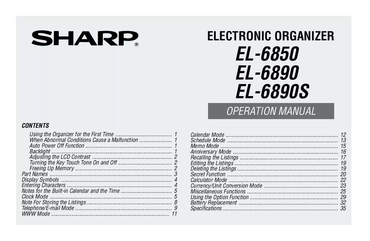 Mode d'emploi SHARP EL-6850 EL-6890 EL-6890S