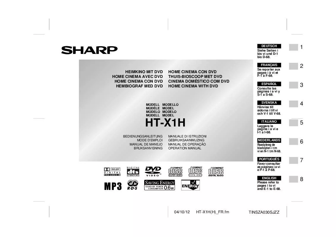 Mode d'emploi SHARP HT-X1H