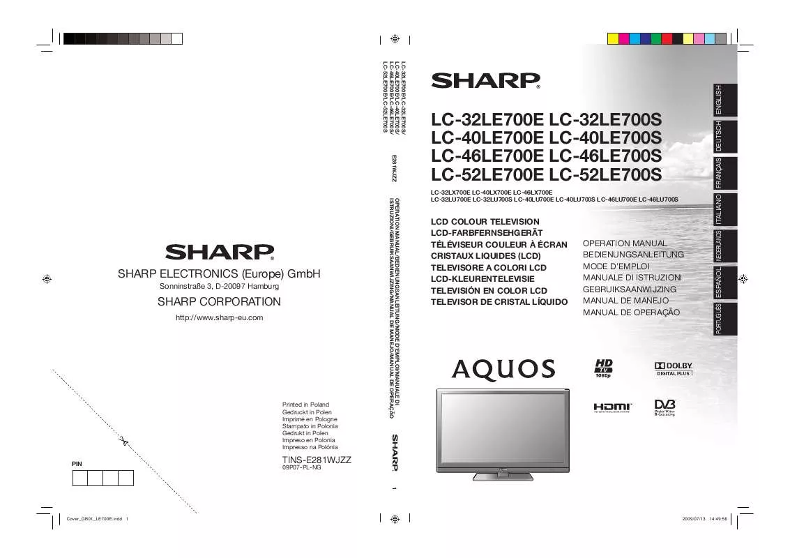 Mode d'emploi SHARP LC-40LX700E