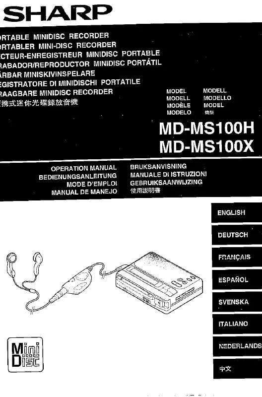 Mode d'emploi SHARP MD-MS100X