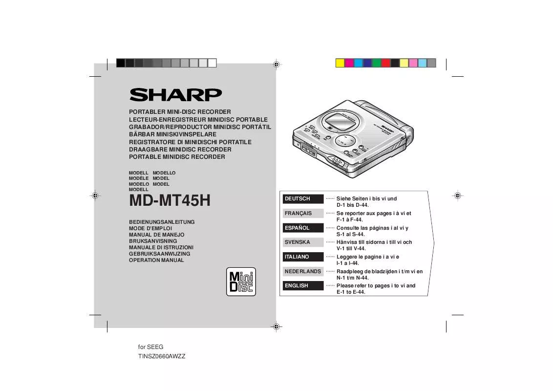 Mode d'emploi SHARP MD-MT45H