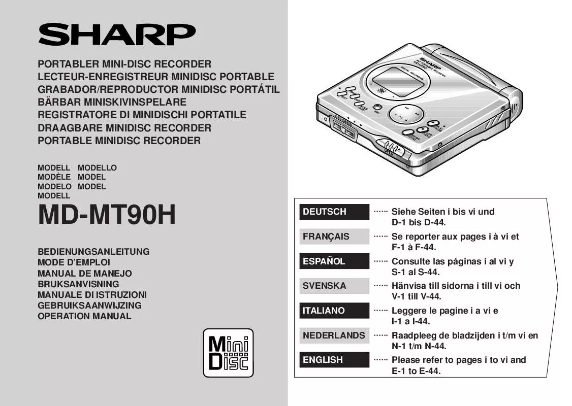 Mode d'emploi SHARP MD-MT90H