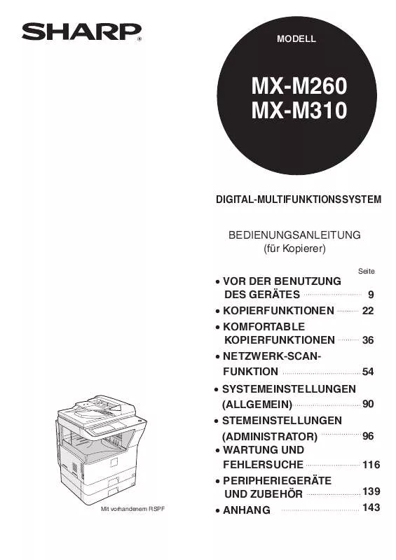 Mode d'emploi SHARP MX-M310
