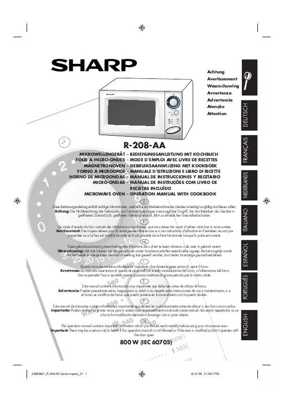 Mode d'emploi SHARP R-208-AA