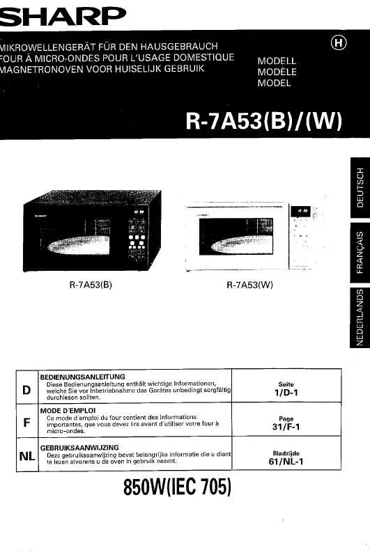 Mode d'emploi SHARP R-7A53