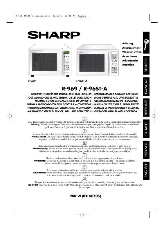 Mode d'emploi SHARP R-96ST-A