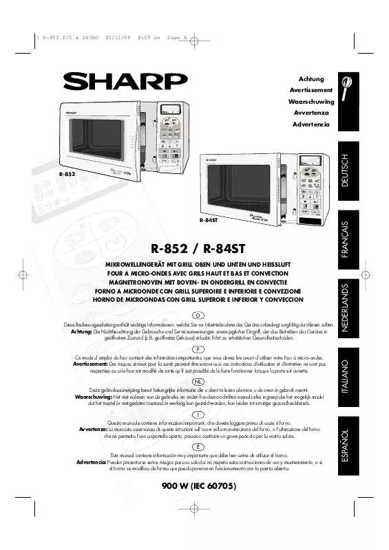Mode d'emploi SHARP R-852