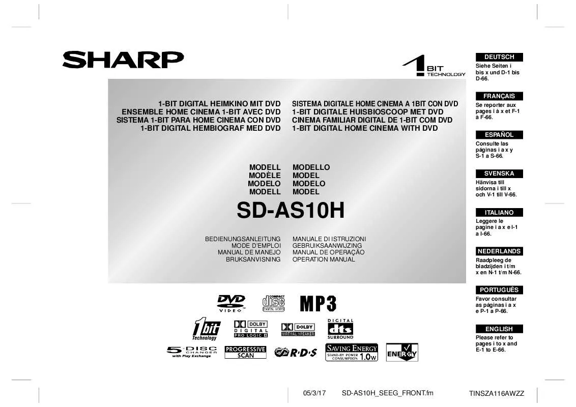 Mode d'emploi SHARP SD-AS10H