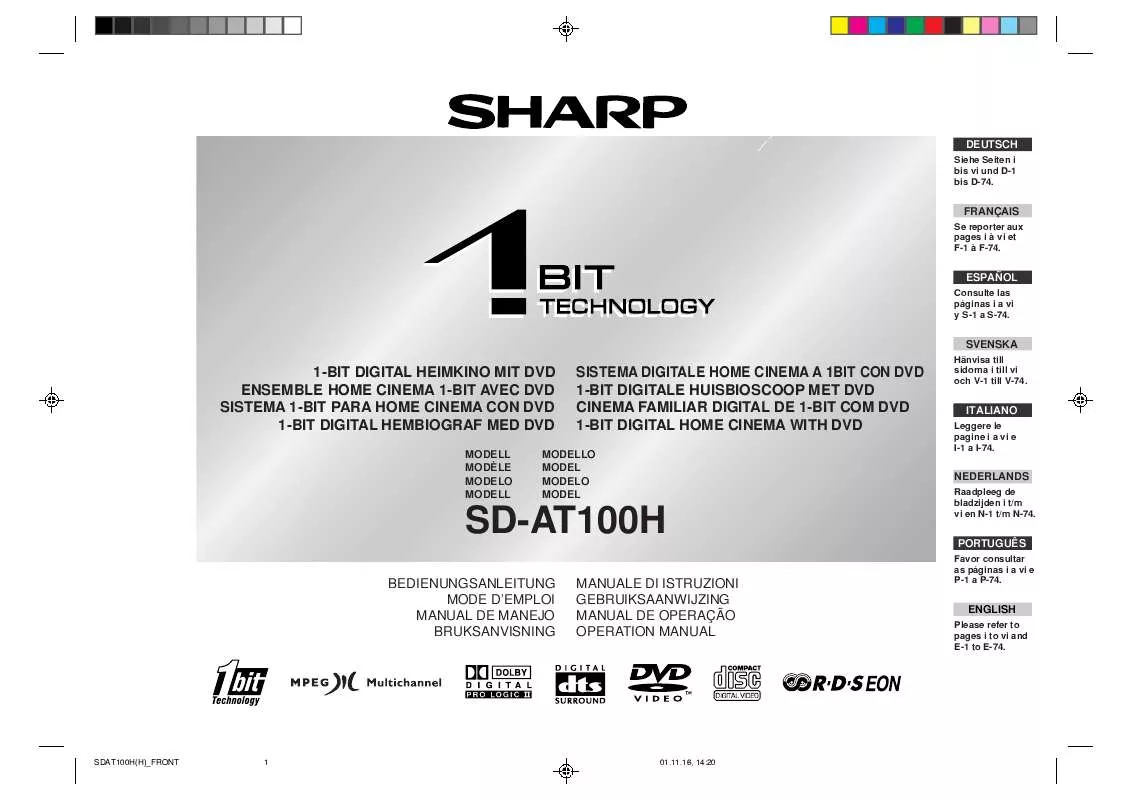 Mode d'emploi SHARP SD-AT100H