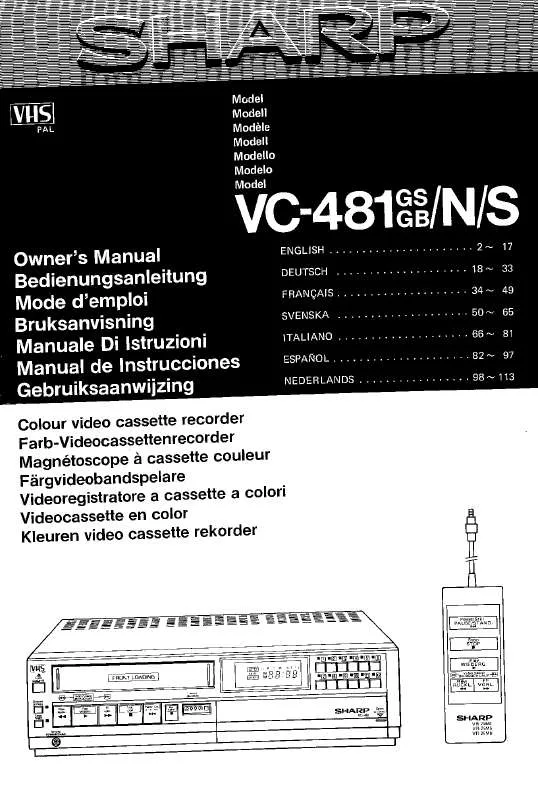 Mode d'emploi SHARP VC-481GS/GB/N/S