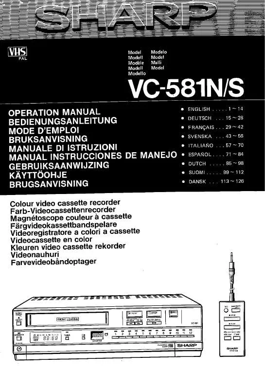 Mode d'emploi SHARP VC-581N/S