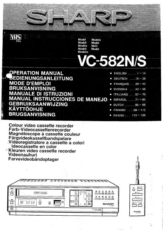 Mode d'emploi SHARP VC-582N