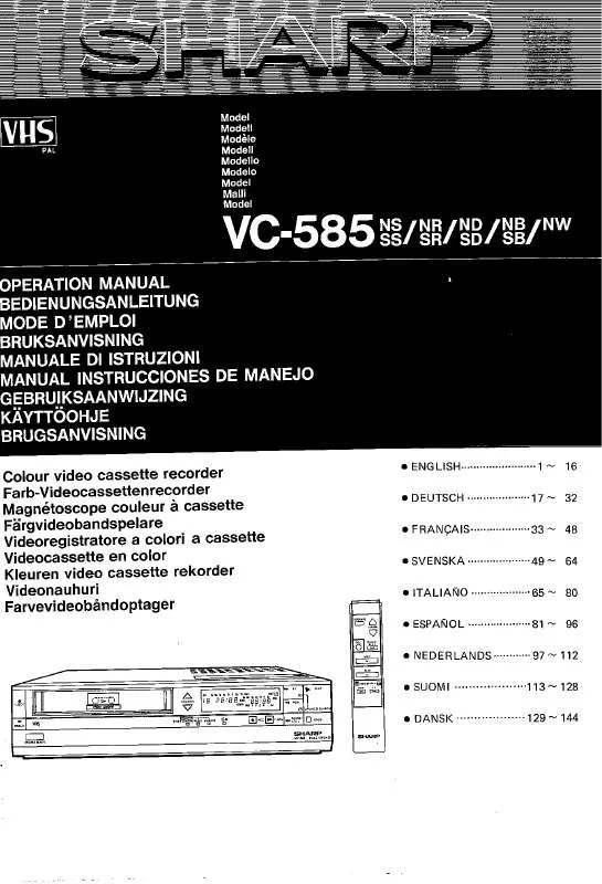 Mode d'emploi SHARP VC-585-SERIES