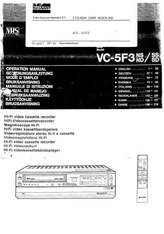 Mode d'emploi SHARP VC-5F3