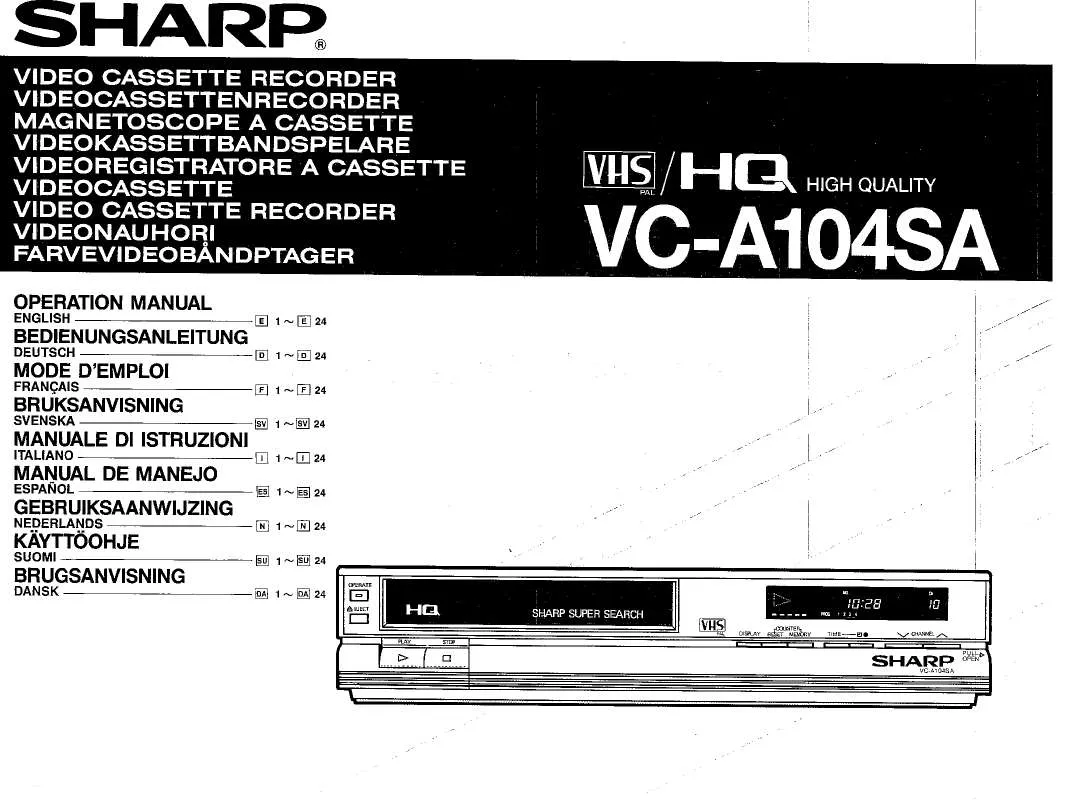 Mode d'emploi SHARP VC-A104SA