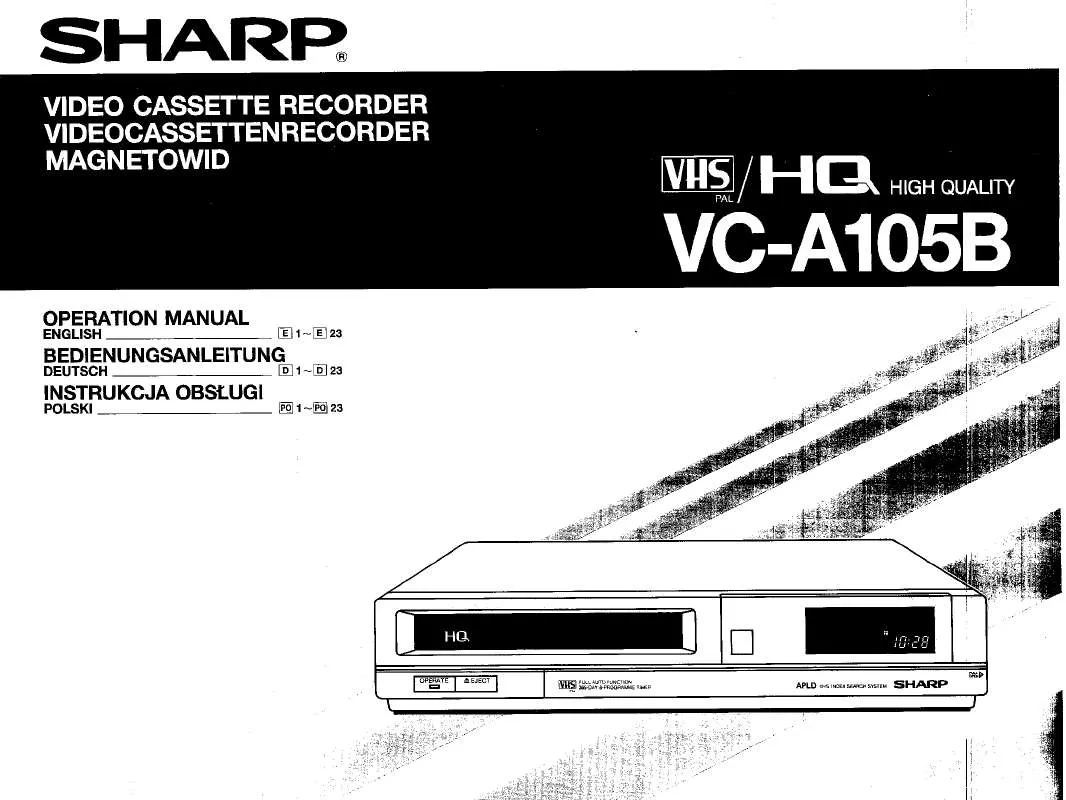 Mode d'emploi SHARP VC-A105B