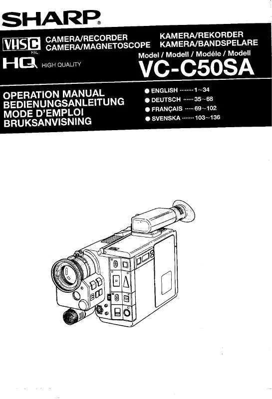 Mode d'emploi SHARP VC-C50SA