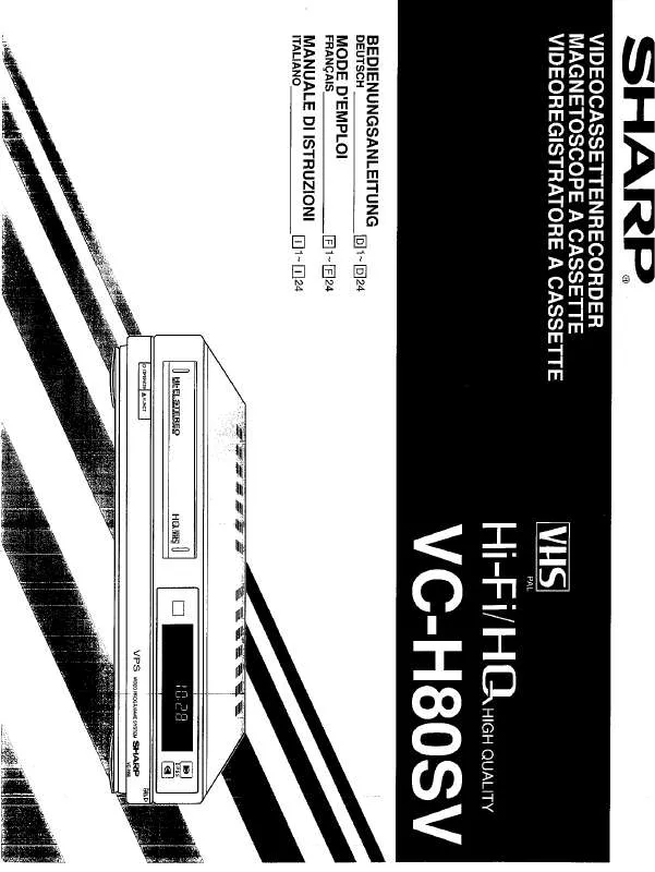 Mode d'emploi SHARP VC-H80SV
