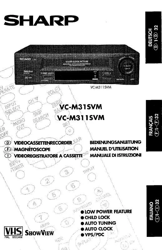 Mode d'emploi SHARP VC-M31SVW/M311SVW