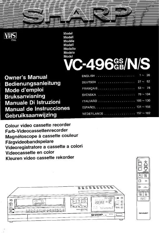 Mode d'emploi SHARP VC-496GB