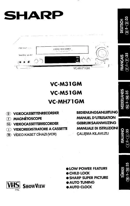 Mode d'emploi SHARP VC-MH71