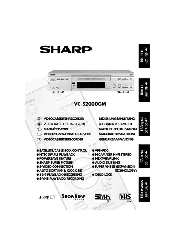 Mode d'emploi SHARP VC-S2000GMS