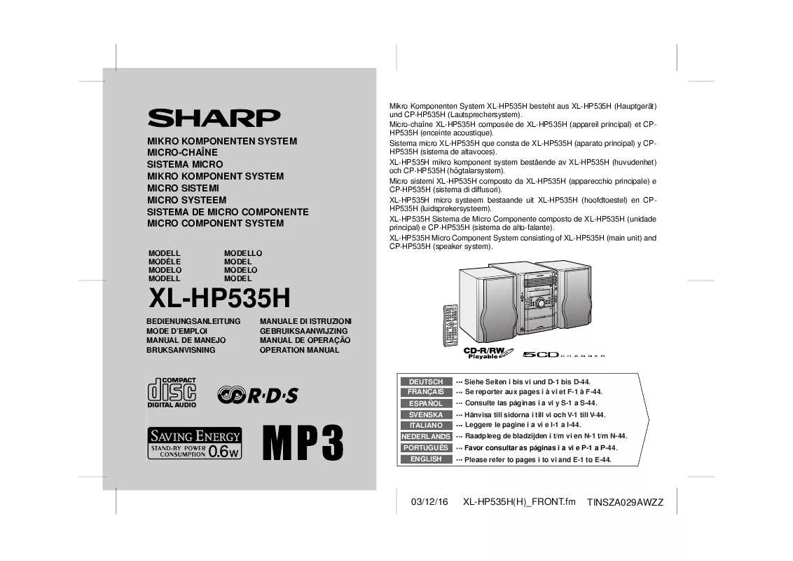 Mode d'emploi SHARP XL-HP535H
