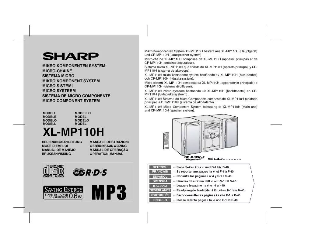 Mode d'emploi SHARP XL-MP110H