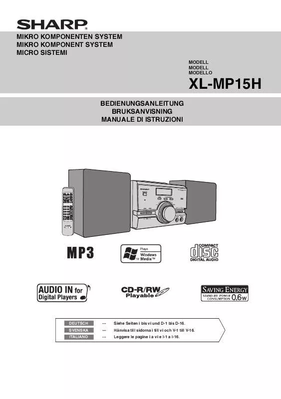 Mode d'emploi SHARP XL-MP15H