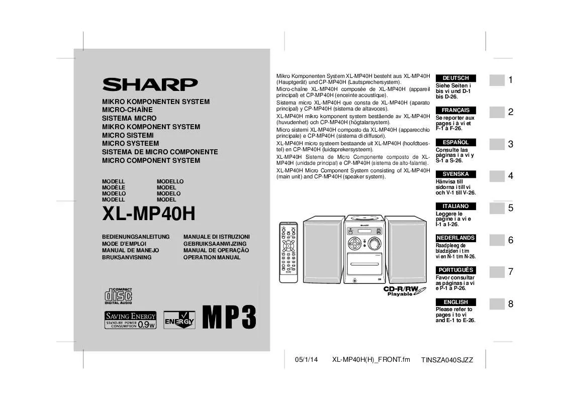 Mode d'emploi SHARP XL-MP40H