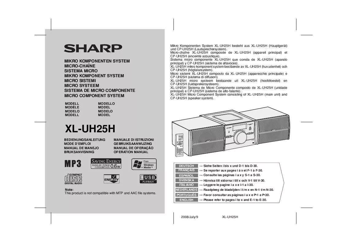 Mode d'emploi SHARP XL-UH25H