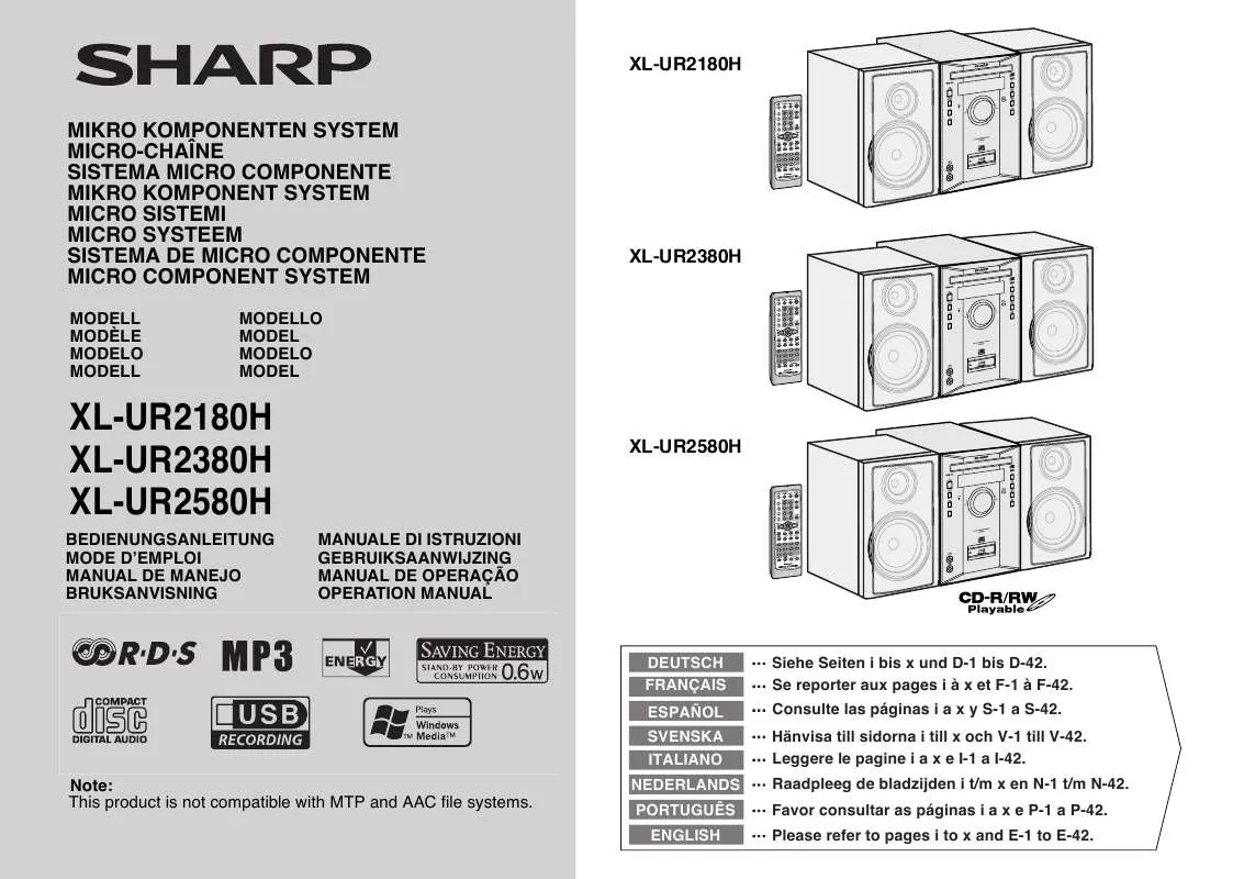 Mode d'emploi SHARP XL-UR2180H