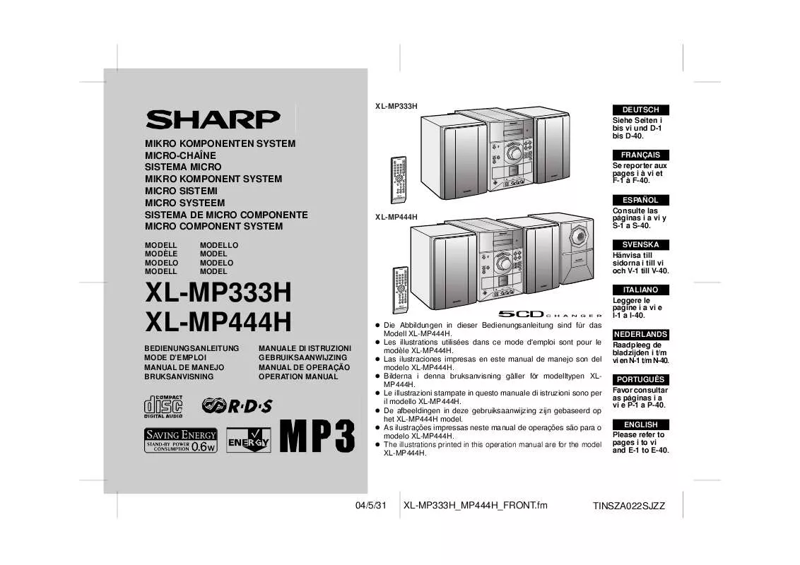 Mode d'emploi SHARP XL-MP333H
