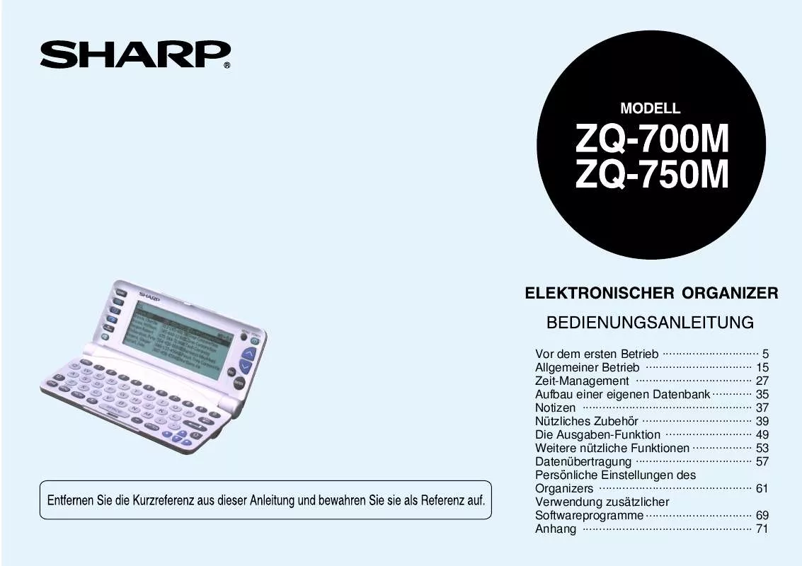 Mode d'emploi SHARP ZQ-700/750M