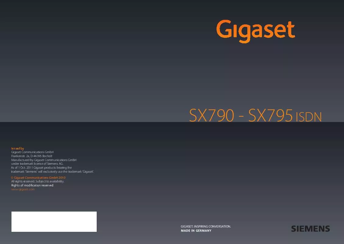 Mode d'emploi SIEMENS GIGASET SX790 ISDN