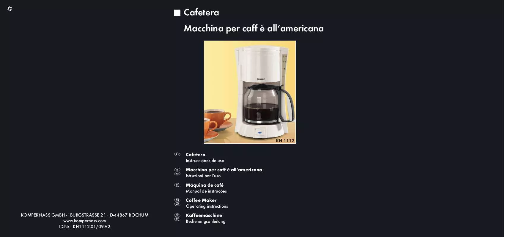 Mode d'emploi SILVERCREST KH 1112 COFFEE MAKER