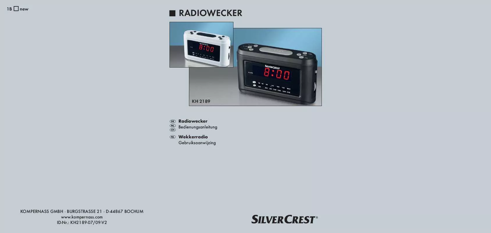 Mode d'emploi SILVERCREST KH 2189 CLOCK RADIO