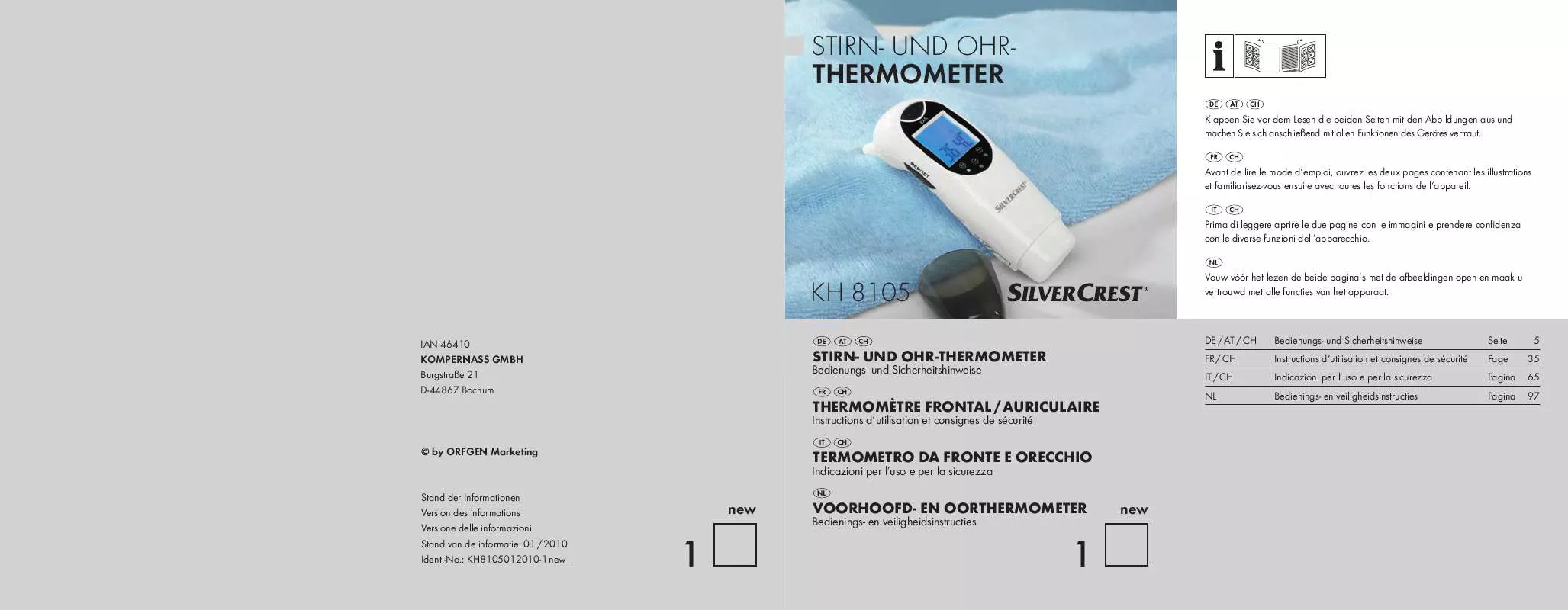 Mode d'emploi SILVERCREST KH 8105 FOREHEAD AND EAR THERMOMETER