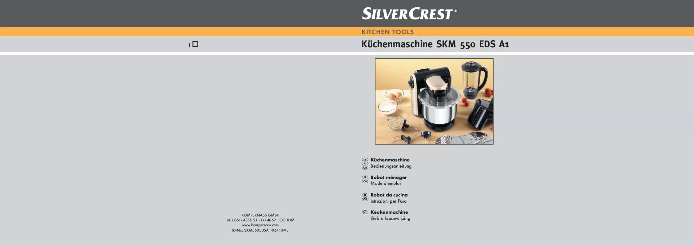 Mode d'emploi SILVERCREST SKM 550 EDS A1 FOOD PROCESSOR